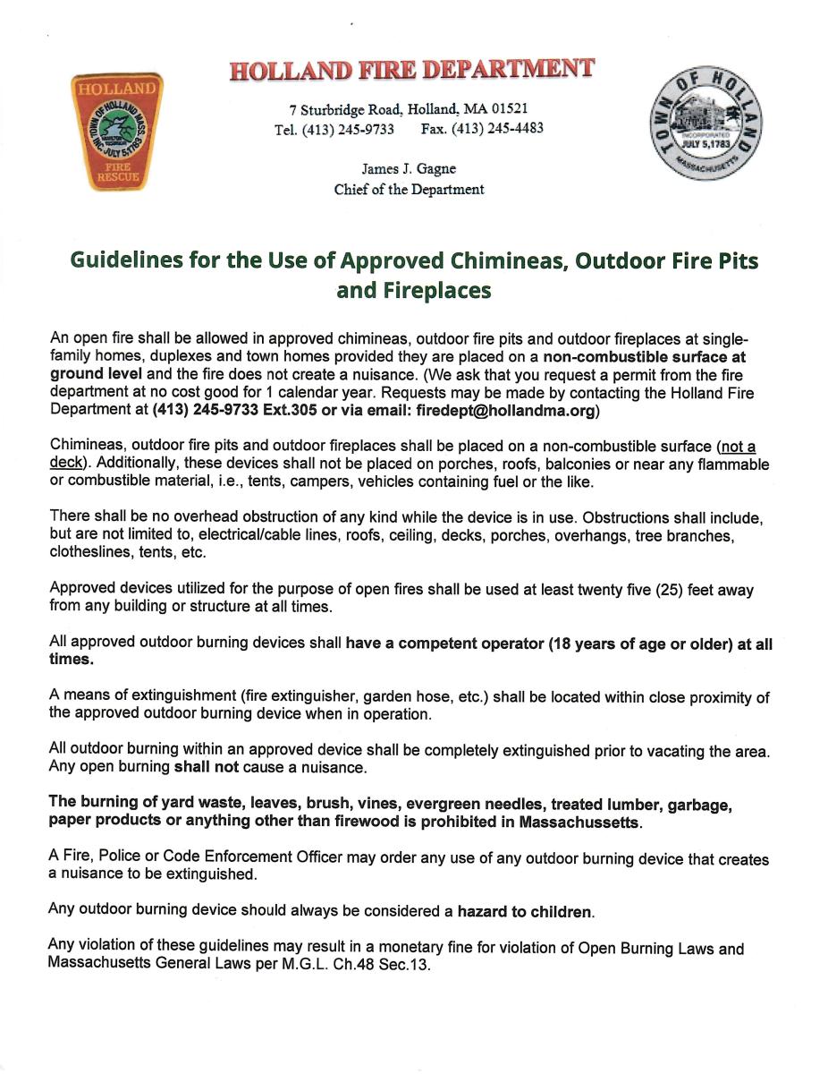 Guidelines for Chimineas, Fire Pits & Outdoor Fireplaces